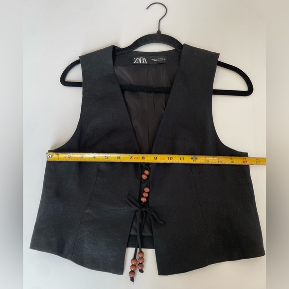 Zara Black Sleeveless Women's Top 100% Linen Vest XS - Picture 2 of 4